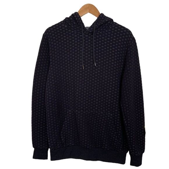 Thick Navy Blue Textured Hoodie - Picture 1 of 5